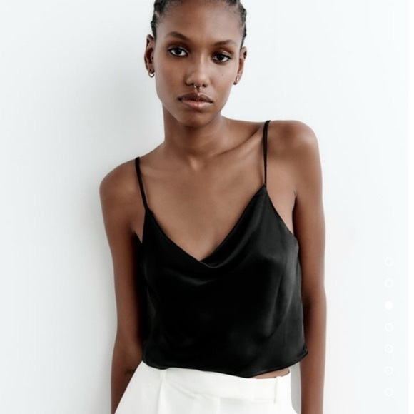 Zara Black Satin Camisole tank top - Picture 4 of 7